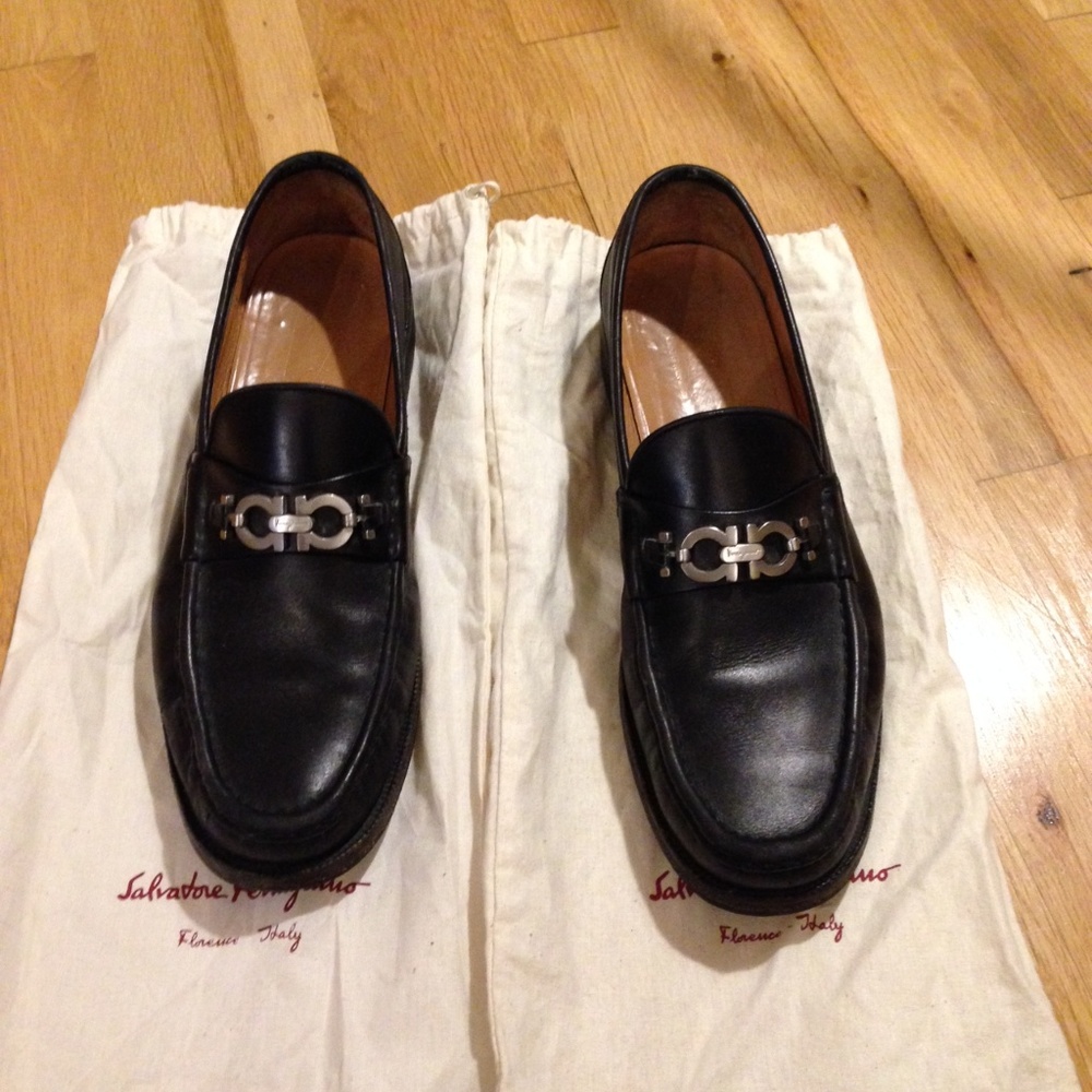 Salvatore Ferragamo Black Gancini Bit Loafers 11.5